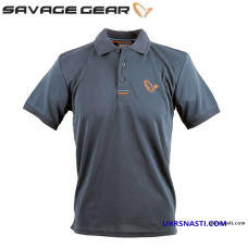 Футболка Savage Gear Simply Savage 3-Stripes Polo Shirt Dark-Blue